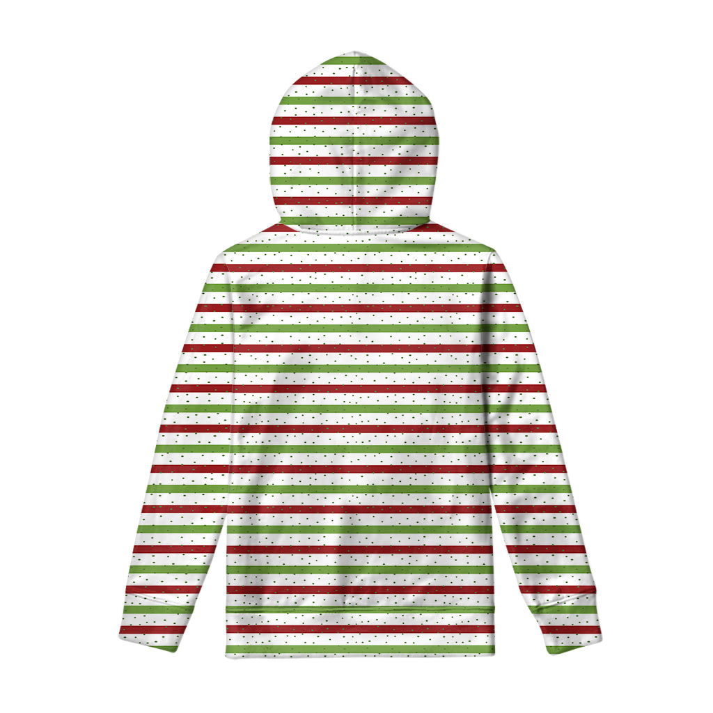 Merry Christmas Striped Pattern Print Pullover Hoodie