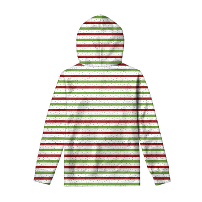 Merry Christmas Striped Pattern Print Pullover Hoodie