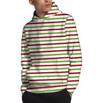Merry Christmas Striped Pattern Print Pullover Hoodie
