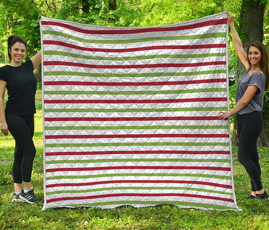Merry Christmas Striped Pattern Print Quilt