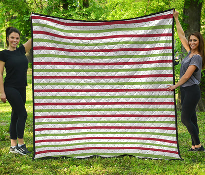 Merry Christmas Striped Pattern Print Quilt