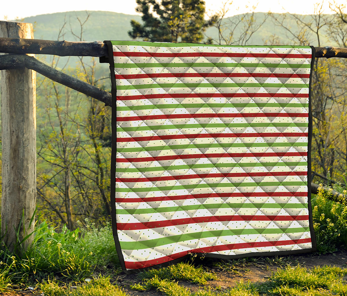 Merry Christmas Striped Pattern Print Quilt