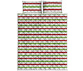 Merry Christmas Striped Pattern Print Quilt Bed Set