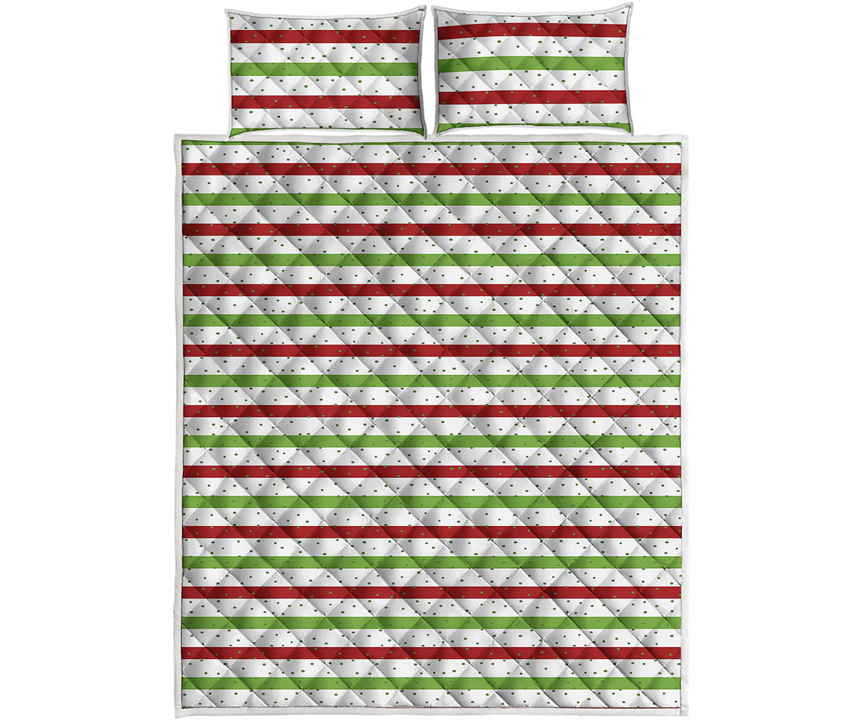 Merry Christmas Striped Pattern Print Quilt Bed Set