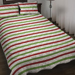 Merry Christmas Striped Pattern Print Quilt Bed Set