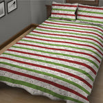 Merry Christmas Striped Pattern Print Quilt Bed Set