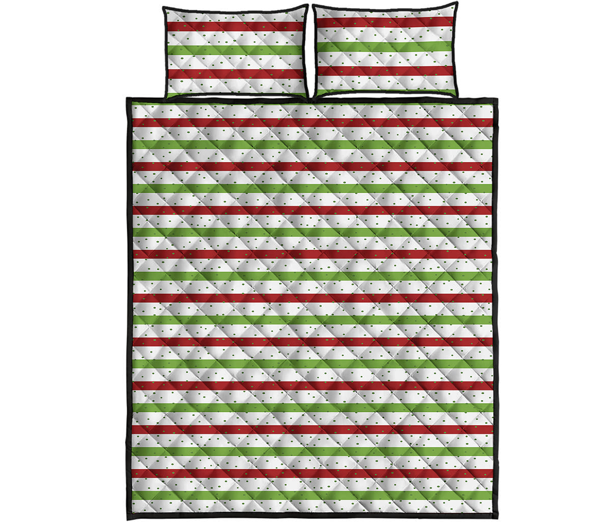 Merry Christmas Striped Pattern Print Quilt Bed Set