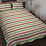 Merry Christmas Striped Pattern Print Quilt Bed Set