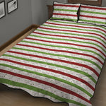 Merry Christmas Striped Pattern Print Quilt Bed Set