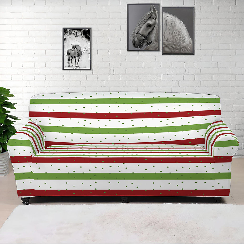 Merry Christmas Striped Pattern Print Sofa Cover