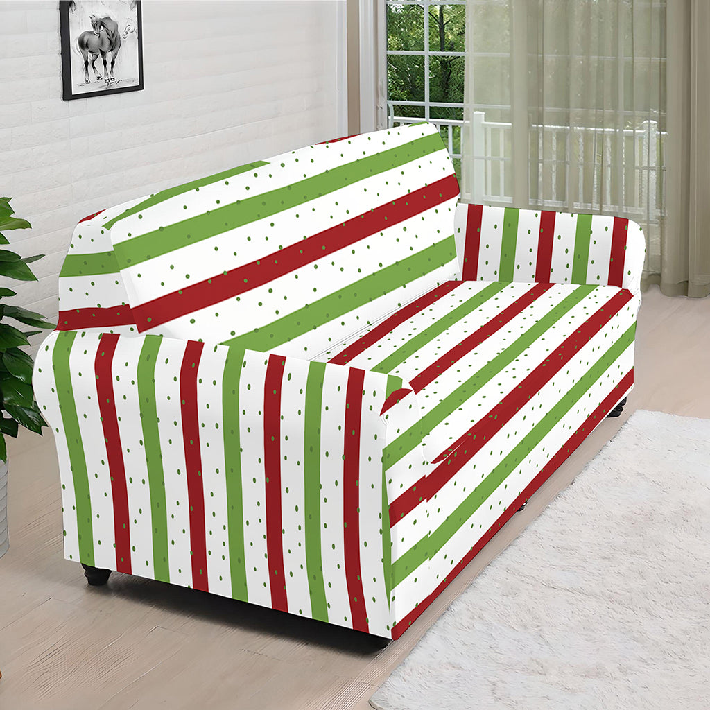 Merry Christmas Striped Pattern Print Sofa Cover