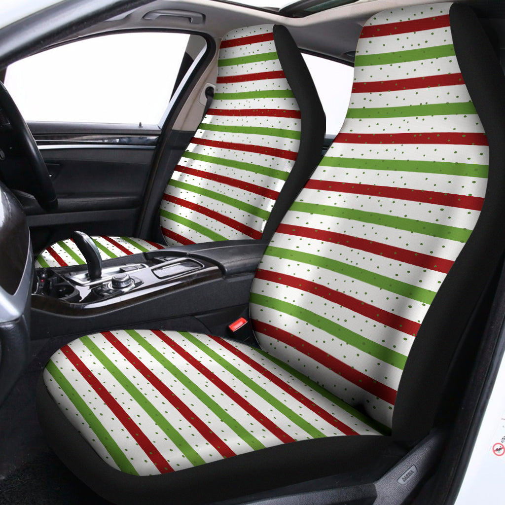 Merry Christmas Striped Pattern Print Universal Fit Car Seat Covers