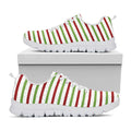 Merry Christmas Striped Pattern Print White Running Shoes