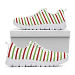 Merry Christmas Striped Pattern Print White Sneakers