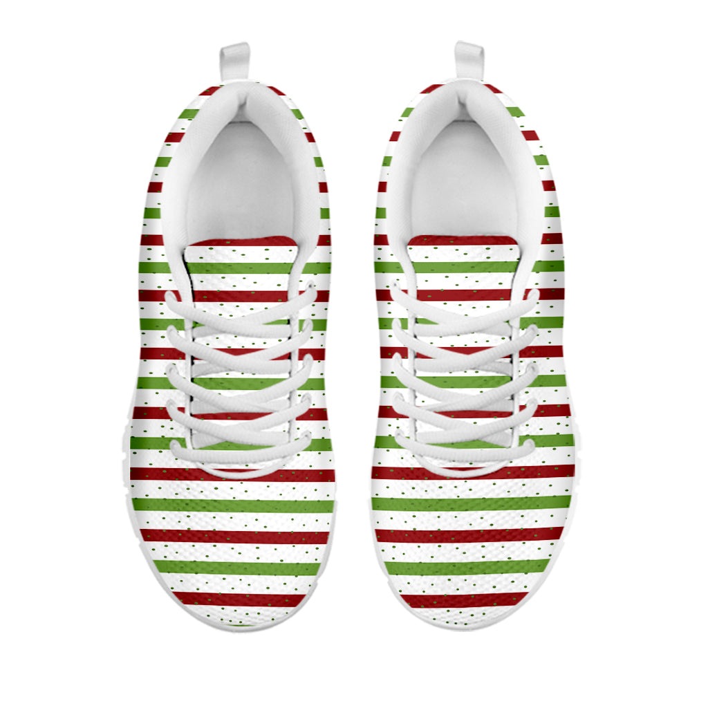 Merry Christmas Striped Pattern Print White Sneakers
