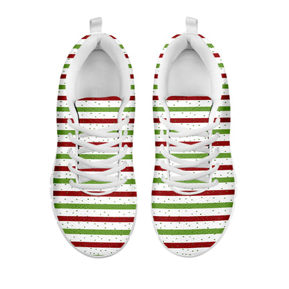 Merry Christmas Striped Pattern Print White Sneakers