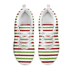 Merry Christmas Striped Pattern Print White Sneakers