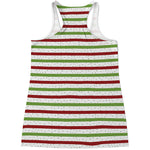 Merry Christmas Striped Pattern Print Women's Racerback Tank Top