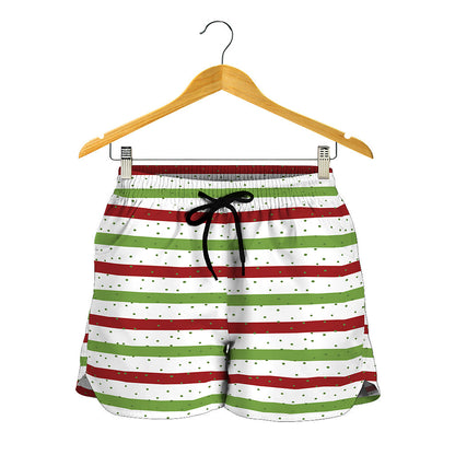 Merry Christmas Striped Pattern Print Women's Shorts