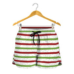 Merry Christmas Striped Pattern Print Women's Shorts