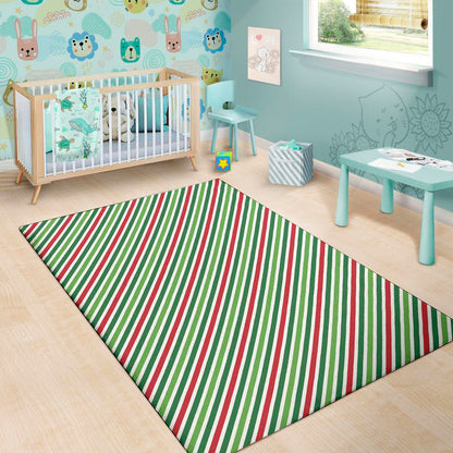 Merry Christmas Stripes Pattern Print Area Rug