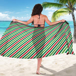 Merry Christmas Stripes Pattern Print Beach Sarong Wrap