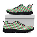 Merry Christmas Stripes Pattern Print Black Running Shoes