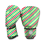 Merry Christmas Stripes Pattern Print Boxing Gloves