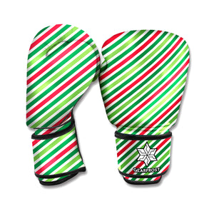 Merry Christmas Stripes Pattern Print Boxing Gloves