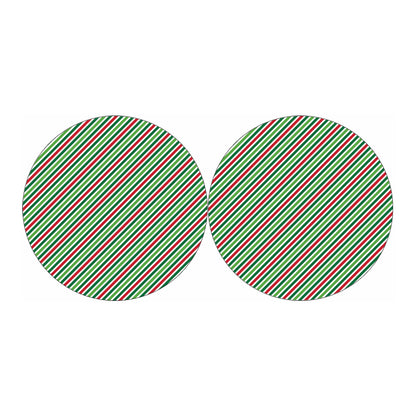 Merry Christmas Stripes Pattern Print Car Coasters