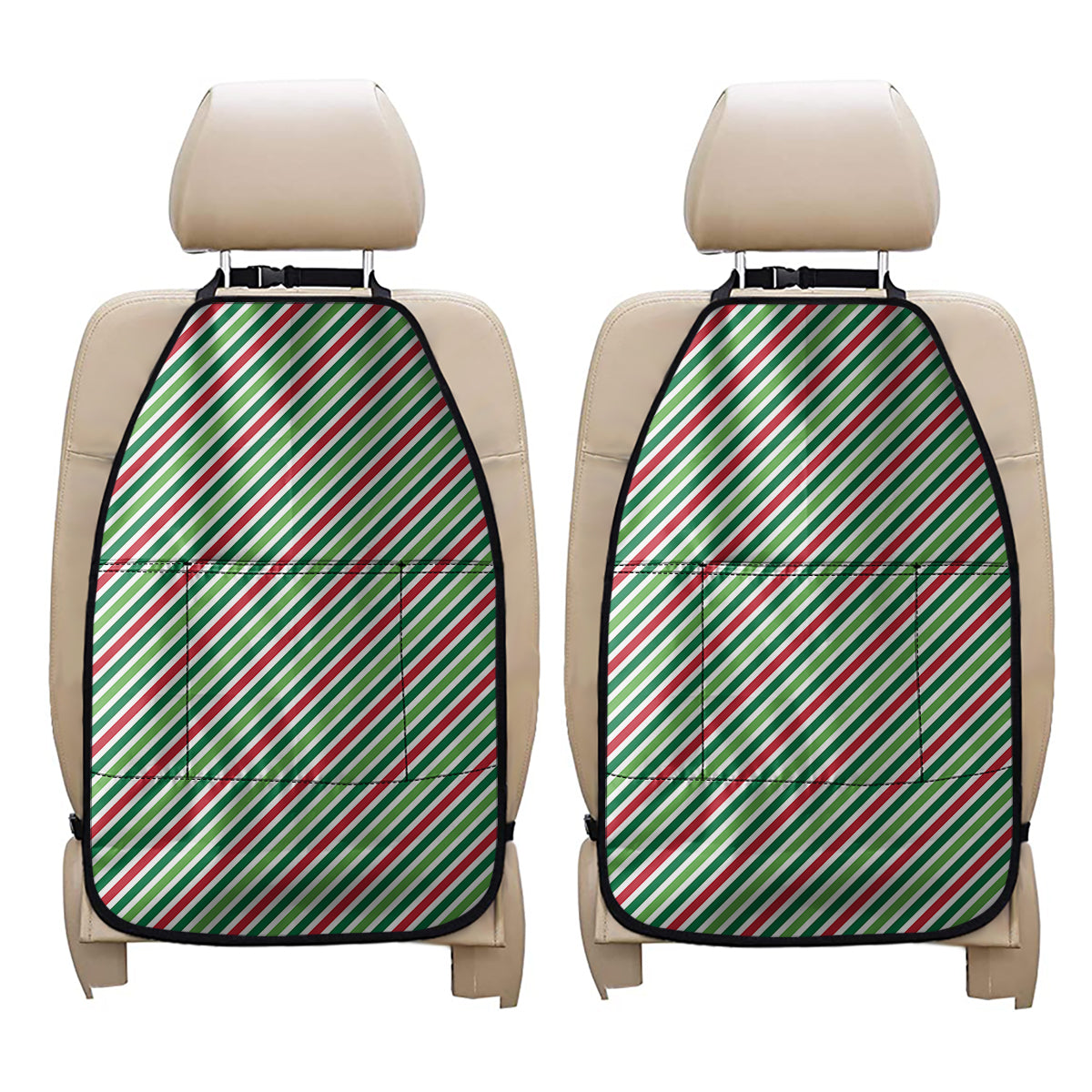 Merry Christmas Stripes Pattern Print Car Seat Organizers