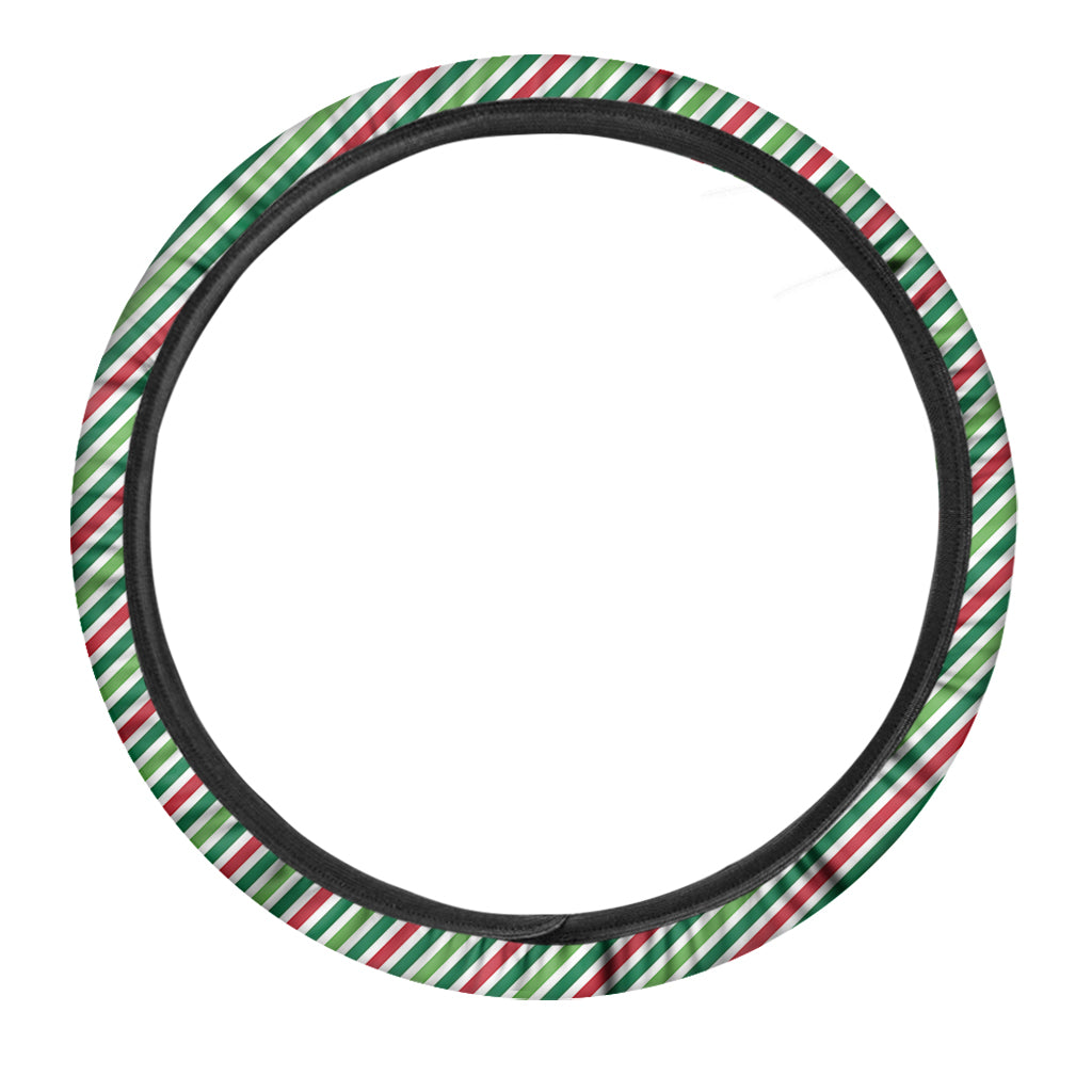 Merry Christmas Stripes Pattern Print Car Steering Wheel Cover