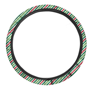 Merry Christmas Stripes Pattern Print Car Steering Wheel Cover