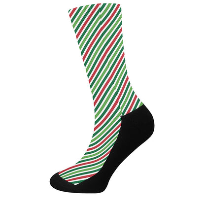 Merry Christmas Stripes Pattern Print Crew Socks