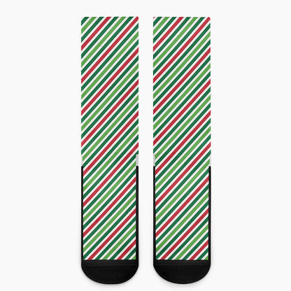 Merry Christmas Stripes Pattern Print Crew Socks