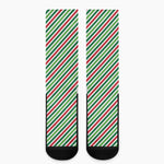 Merry Christmas Stripes Pattern Print Crew Socks
