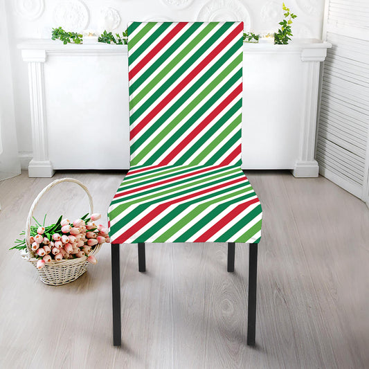 Merry Christmas Stripes Pattern Print Dining Chair Slipcover