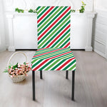 Merry Christmas Stripes Pattern Print Dining Chair Slipcover