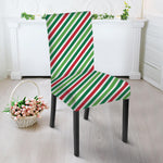 Merry Christmas Stripes Pattern Print Dining Chair Slipcover