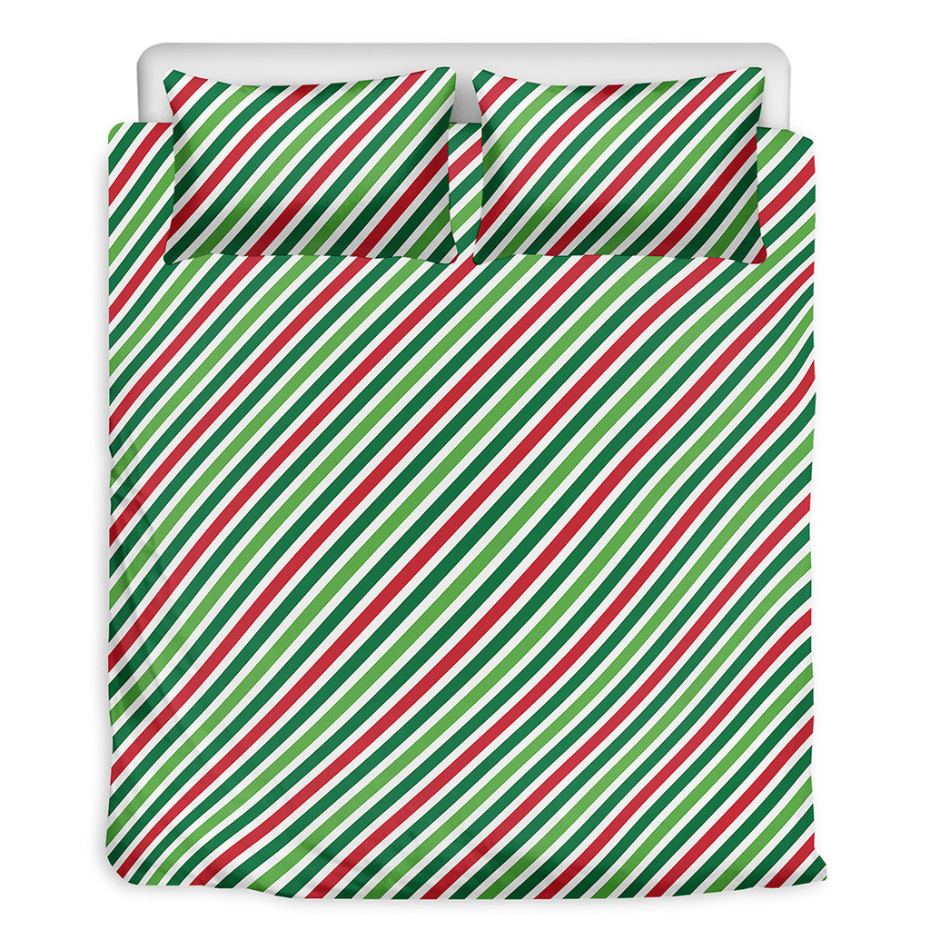 Merry Christmas Stripes Pattern Print Duvet Cover Bedding Set