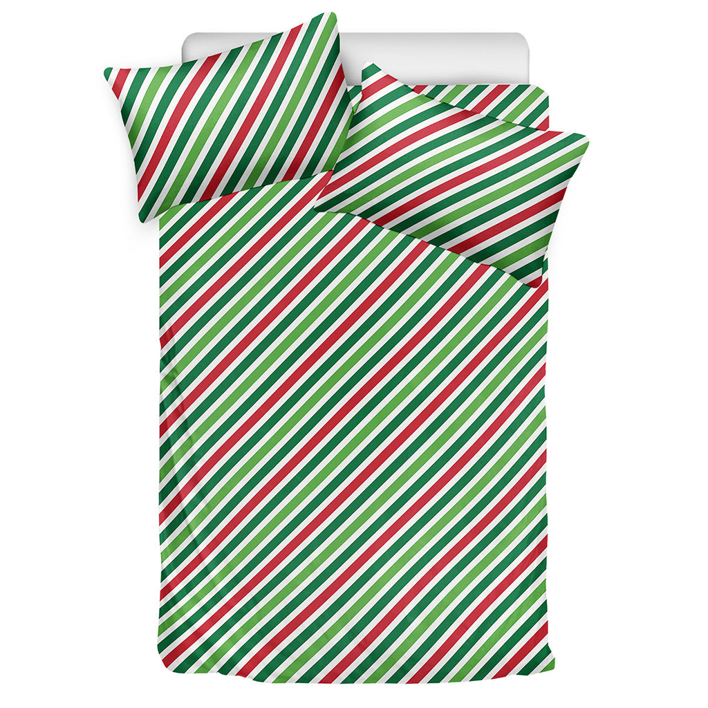 Merry Christmas Stripes Pattern Print Duvet Cover Bedding Set