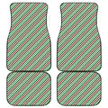 Merry Christmas Stripes Pattern Print Front and Back Car Floor Mats