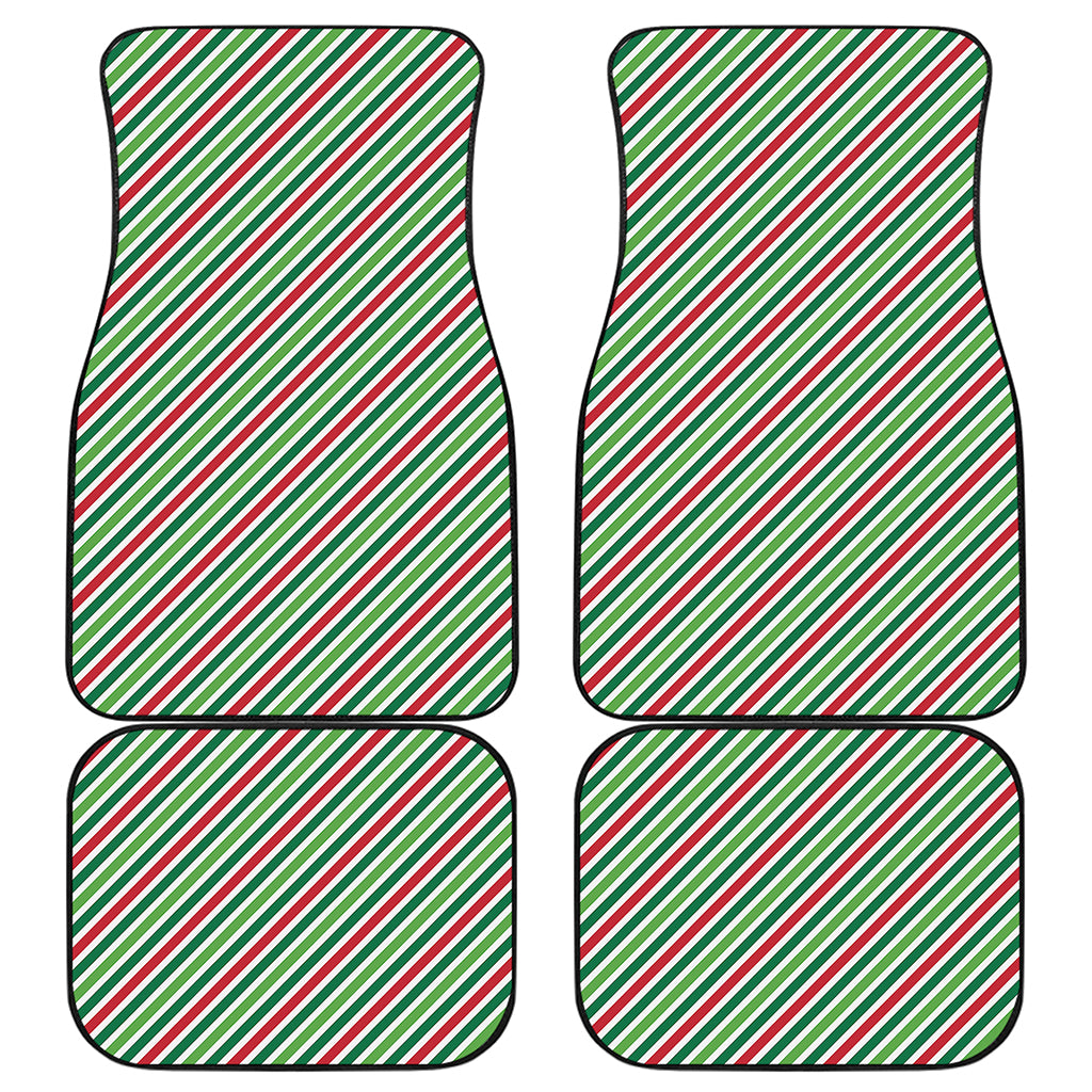 Merry Christmas Stripes Pattern Print Front and Back Car Floor Mats