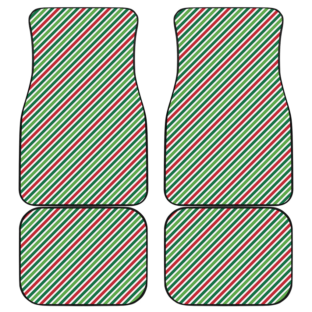 Merry Christmas Stripes Pattern Print Front and Back Car Floor Mats