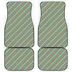 Merry Christmas Stripes Pattern Print Front and Back Car Floor Mats