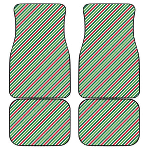 Merry Christmas Stripes Pattern Print Front and Back Car Floor Mats