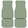 Merry Christmas Stripes Pattern Print Front and Back Car Floor Mats