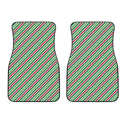 Merry Christmas Stripes Pattern Print Front Car Floor Mats