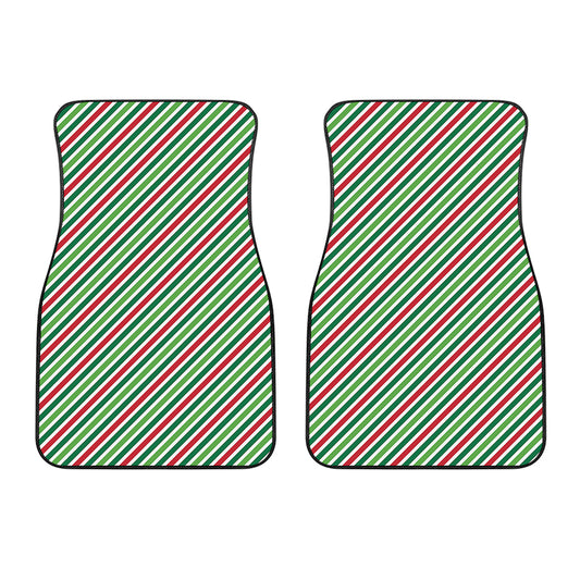 Merry Christmas Stripes Pattern Print Front Car Floor Mats