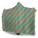 Merry Christmas Stripes Pattern Print Hooded Blanket